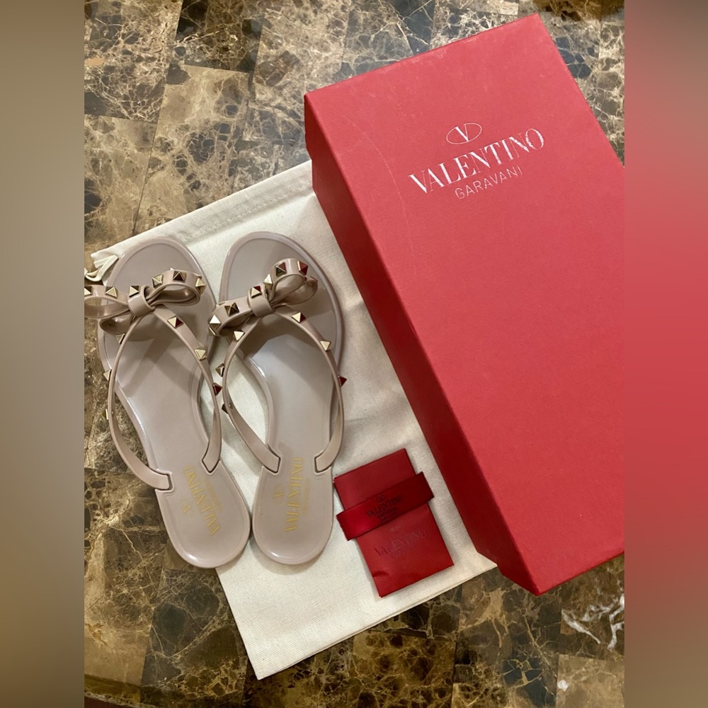 Authentic Valentino Nude PVC Thong Sandals